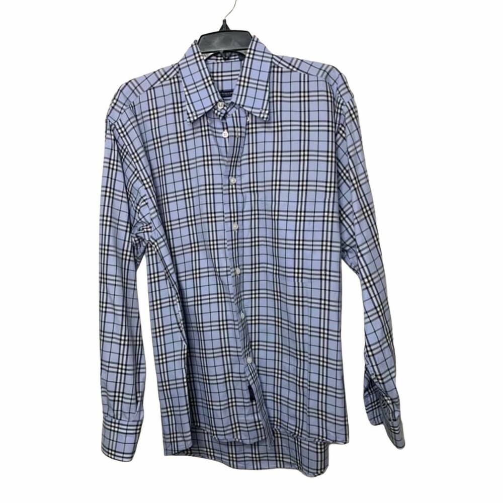 Burberry Men’s Blue Plaid Dress Shirt Size Medium